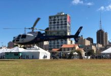 Como apoio do aeromédico, bombeiros simulam acidente de trânsito em Ponta Grossa, PR