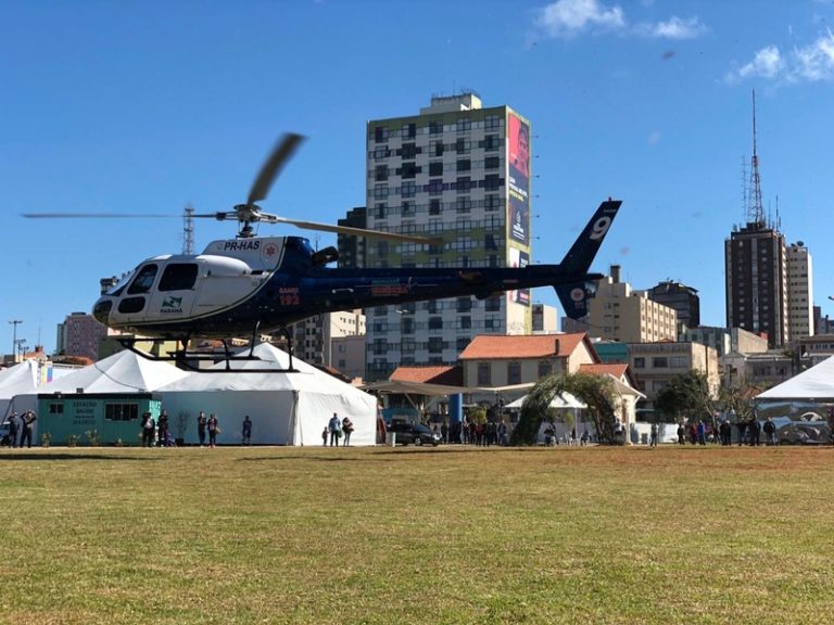 Como apoio do aeromédico, bombeiros simulam acidente de trânsito em Ponta Grossa, PR
