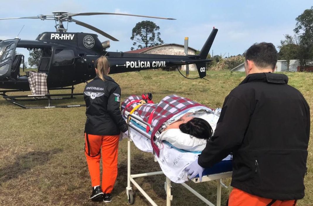 Serviço aeromédico de Chapecó transporta gestante de São Miguel do Oeste para Concórdia, SC
