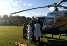 Paciente com AVC é transportado de helicóptero de Nova Rosalândia para o HGP, em Palmas
