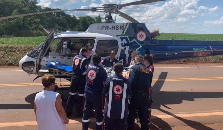 Equipe do helicóptero do SAMU transporta pacientes graves e resgata vítima de atropelamento na PR-369