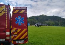 Bombeiros e SARA/SAER-Fron resgatam garoto que sofreu acidente com bicicleta em Palmitos, SC