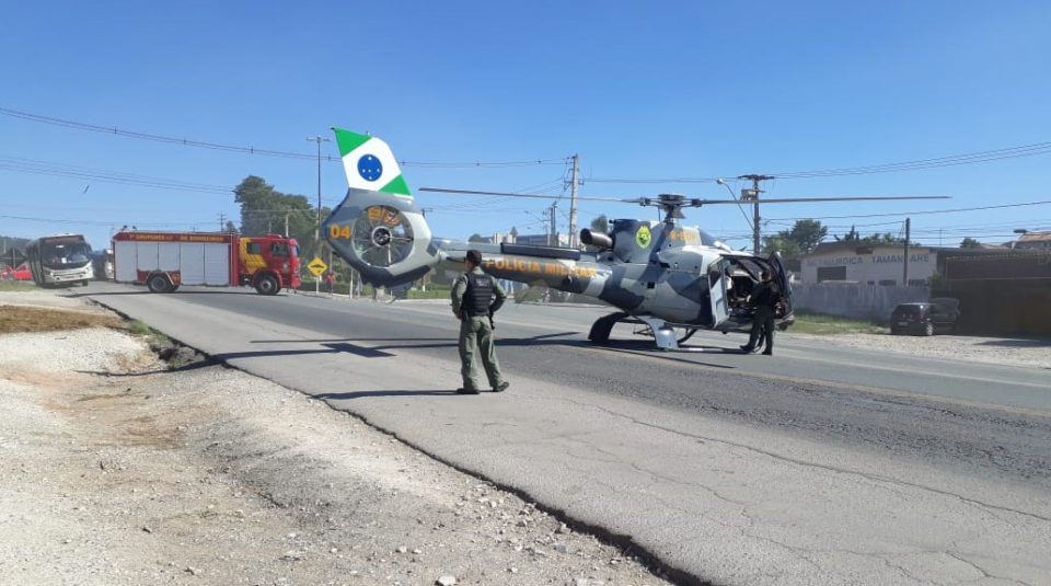 Equipe do Falcão 04 resgata homem esfaqueado pela esposa em Almirante Tamandaré, PR