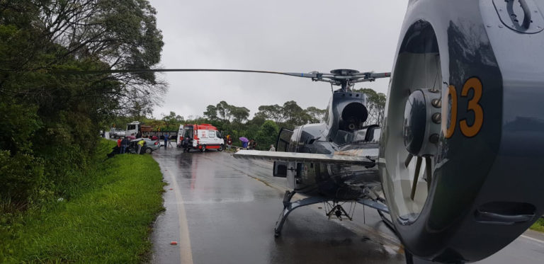 Aeromédico do BPMOA socorre vítimas de acidente de trânsito em Bocaiúva do Sul e Araucária, PR