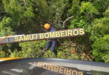 Bombeiros voluntários, Arcanjo 03 e SAMU resgatam homem que sofreu queda de cachoeira em Ibirama, SC