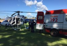 Helicóptero aeromédico do CONSAMU transporta paciente grave para hospital em Toledo, PR