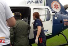 Serviço Aeromédico dos Campos Gerais transporta paciente de Ponta Grossa para Castro, PR