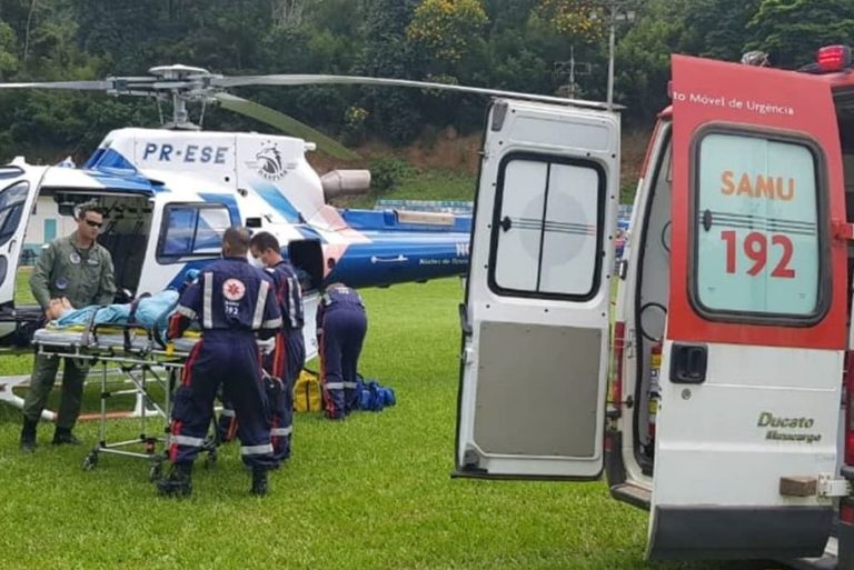 NOTAER e SAMU transportam vítima de infarto agudo do miocárdio de Santa Maria de Jetibá para Vitória, ES