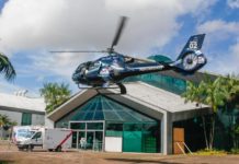 Paciente com suspeita de COVID-19 é transportada de helicóptero de Muaná para Belém, PA