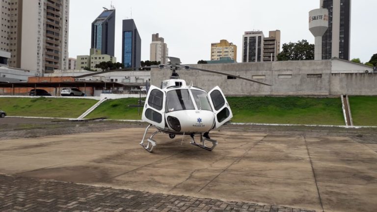 Bebê com cetoacidose diabética é transferida de helicóptero para o hospital em Cascavel, PR