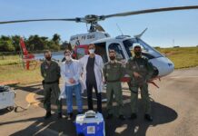 Águia 14 da PM transporta coração de Bauru para ser transplantado em paciente em Botucatu, SP