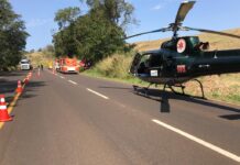 Vítima de acidente na BR-369 é socorrida por equipes do SAMU, VIAPAR e Bombeiro Comunitário de Ubiratã, PR