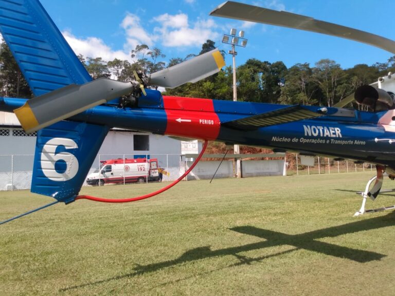 NOTAER e SAMU transportam paciente com quadro de AVC de Santa Teresa para hospital em Vitória, ES