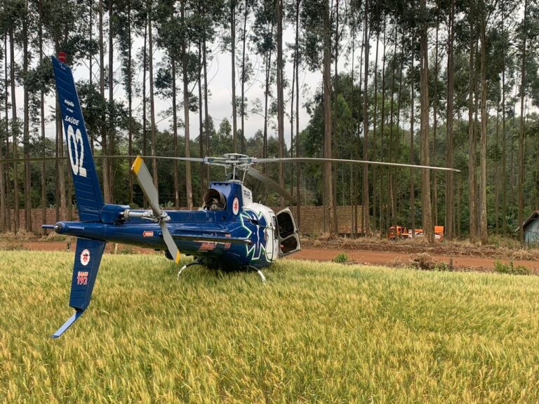 Helicóptero Saúde 02 é acionado para atendimentos aeromédicos em Guaraniaçu e Laranjeiras do Sul, PR