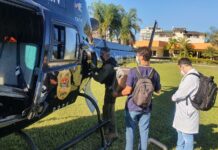 Serviço Aerotático da Polícia Civil transporta pulmão e fígado para transplante em Rio Preto, SP