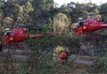Com apoio de helicóptero, bombeiros resgatam família perdida em trilha na região de Nova Friburgo, RJ