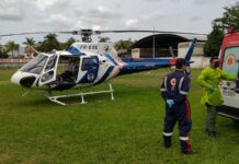 NOTAER e SAMU transportam vítima de infarto agudo do miocárdio de Laranja da Terra para Vila Velha, ES