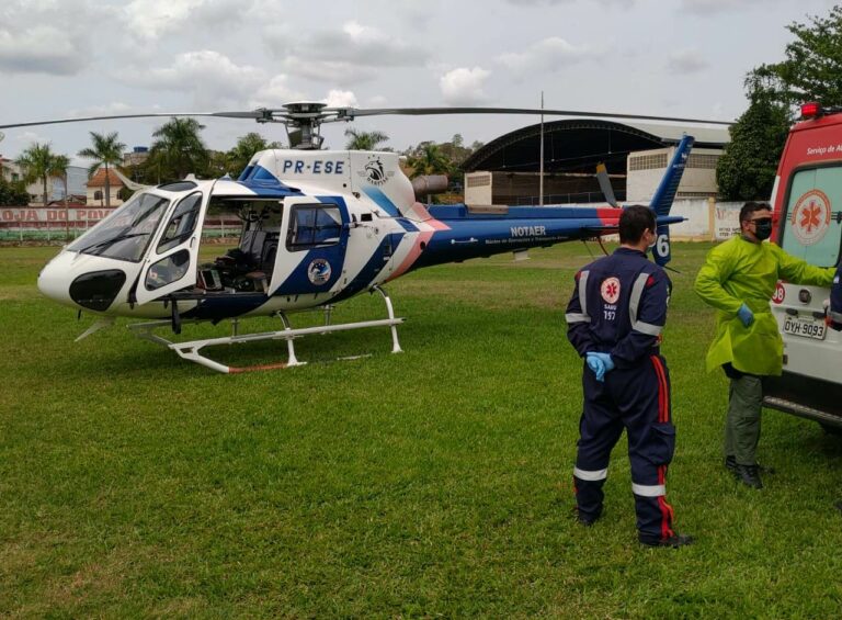NOTAER e SAMU transportam vítima de infarto agudo do miocárdio de Laranja da Terra para Vila Velha, ES
