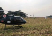 Mulher é resgatada pelo SAMU após acidente com colheitadeira em Doutor Camargo, PR