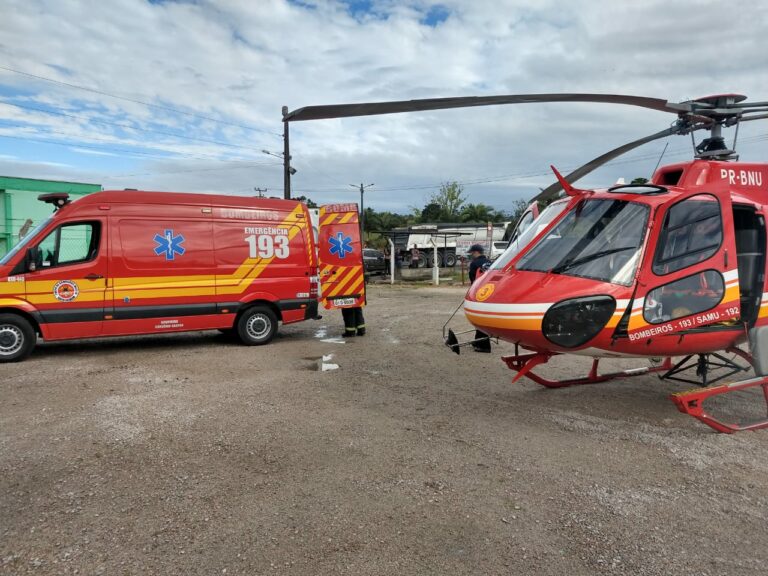 Acidente na SC-108 mobiliza equipes do SAMU, Corpo de Bombeiros, Polícia Militar e helicóptero Arcanjo