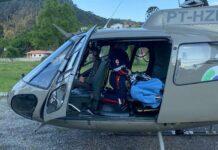 Equipes do Águia 4 da PM e do SAMU realizam remoção aeromédica de paciente de Urubici para Lages, SC