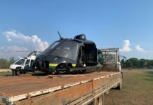 Equipes do CIOPAer do MT e da Força Nacional realizam a remoção dos destroços do helicóptero Nacional 01