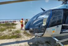 Com apoio do Falcão 08 e equipe do SAMU, bombeiros resgatam vítimas de afogamento no litoral paranaense