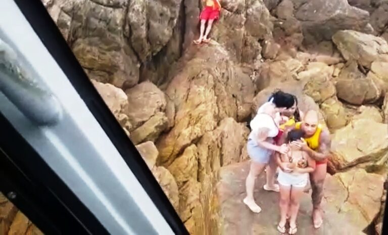 Equipe do Falcão 03 e bombeiros resgatam banhistas em local de risco no litoral do Paraná