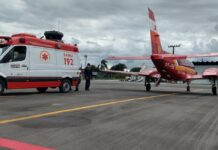 Avião e helicóptero do Corpo de Bombeiros são utilizados para transportar pacientes em SC