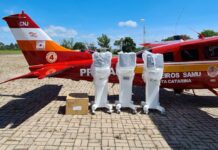 Avião do Corpo de Bombeiros transportou seis ventiladores mecânicos para São Miguel do Oeste, SC