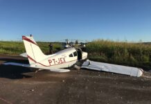 Instrutor e aluno são resgatados por bombeiros e equipes do SAMU após pouso de emergência em Maringá, PR