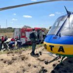 Vítima de acidente na BR-235 é resgatada pelo helicóptero do Grupamento Tático Aéreo (GTA), SE.