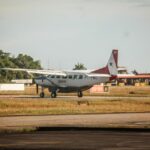 Avião do Grupamento Aéreo de Segurança (Graesp) utilizado nesta segunda-feira (10) na entrega rápida dos imunizantes ao interior