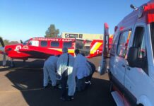Corpo de Bombeiros e SAMU transportam gestante com COVID-19 de Videira para Florianópolis, SC