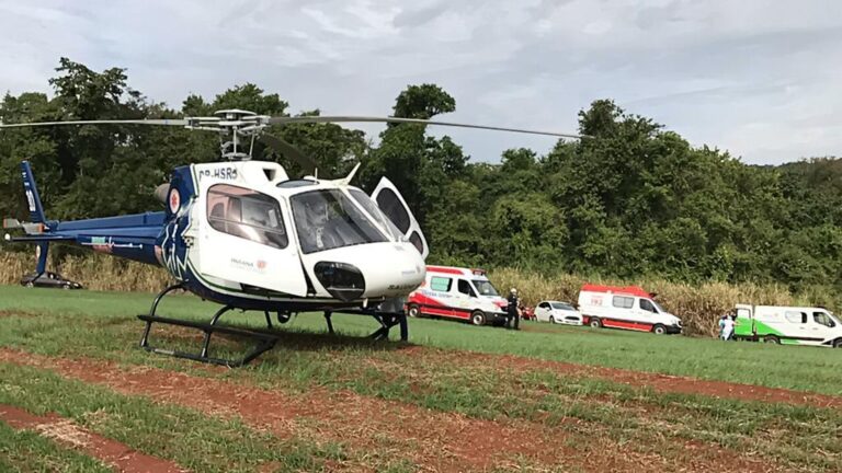 Tombamento de trator com múltiplas vítimas mobiliza helicóptero do SAMU em São Pedro do Ivaí, PR