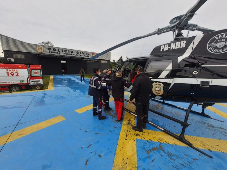 Serviço aeromédico do Sul Catarinense transfere bebê de oito meses de Criciúma para Joinville