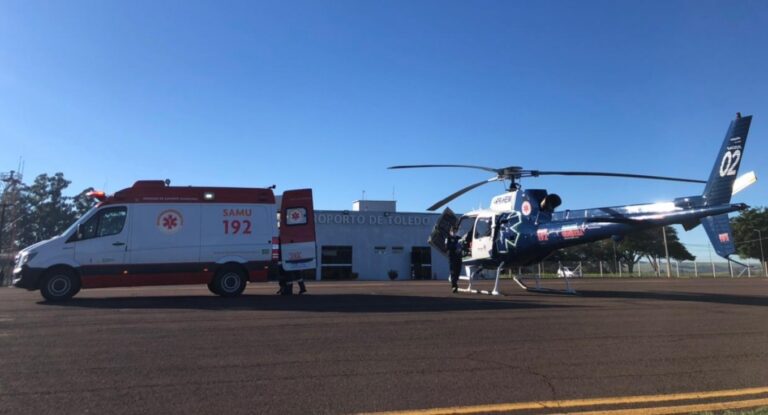 Equipes do SAMU são mobilizadas para transportar vítima de queimadura de Toledo para Londrina, PR
