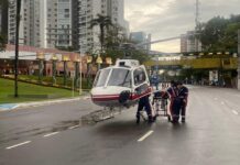 Idoso com problemas cardíacos é socorrido de helicóptero para hospital em Manaus, AM