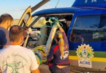 Helicóptero Harpia 03 é utilizado pela primeira vez para transportar paciente de Brasiléia para Rio Branco, AC