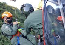 Dois helicópteros Águia e mais de 25 bombeiros foram necessários para resgatar duas vítimas na Cachoeira da Fumaça, em Paranapiacaba