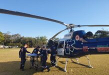 Paciente pós COVID-19 é transferido em helicóptero do SAMU de Toledo para Missal, PR