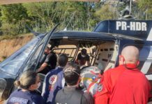 Vítima de queda em Braço do Norte é resgatada pelo serviço aeromédico do Sul Catarinense