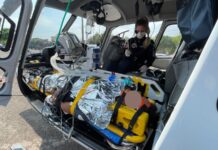 Serviço aeromédico do SAMU resgata operário que sofreu descarga elétrica em Cruzeiro do Oeste, PR