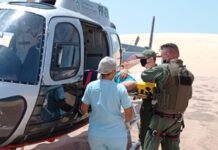 Equipe do helicóptero Fênix 02 da CIOPAER resgata seis vítimas de capotamento em Jericoacoara, CE