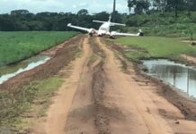 Avião aeromédico faz pouso forçado próximo a aeródromo da cidade de Brasnorte, MT