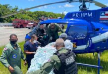 Equipes do Grupamento Aéreo da PM resgataram 32 pessoas no sul da Bahia