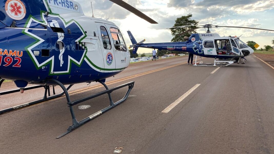 Grave acidente na BR-369 mobiliza dois helicópteros e ambulâncias do SAMU