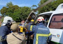 Equipes do SAMU e do Corpo de Bombeiros resgatam vítima presa às ferragens no norte do Paraná