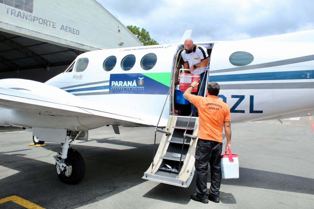 Com suporte do Estado, órgãos para transplante são levados de Francisco Beltrão para Curitiba e podem salvar até cinco vidas. Foto: Thacielly Pacheco Teixeira/Casa Militar