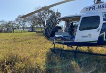 Agricultor ferido por chifrada de boi é resgatado por helicóptero do SAMU em Nova Esperança, PR